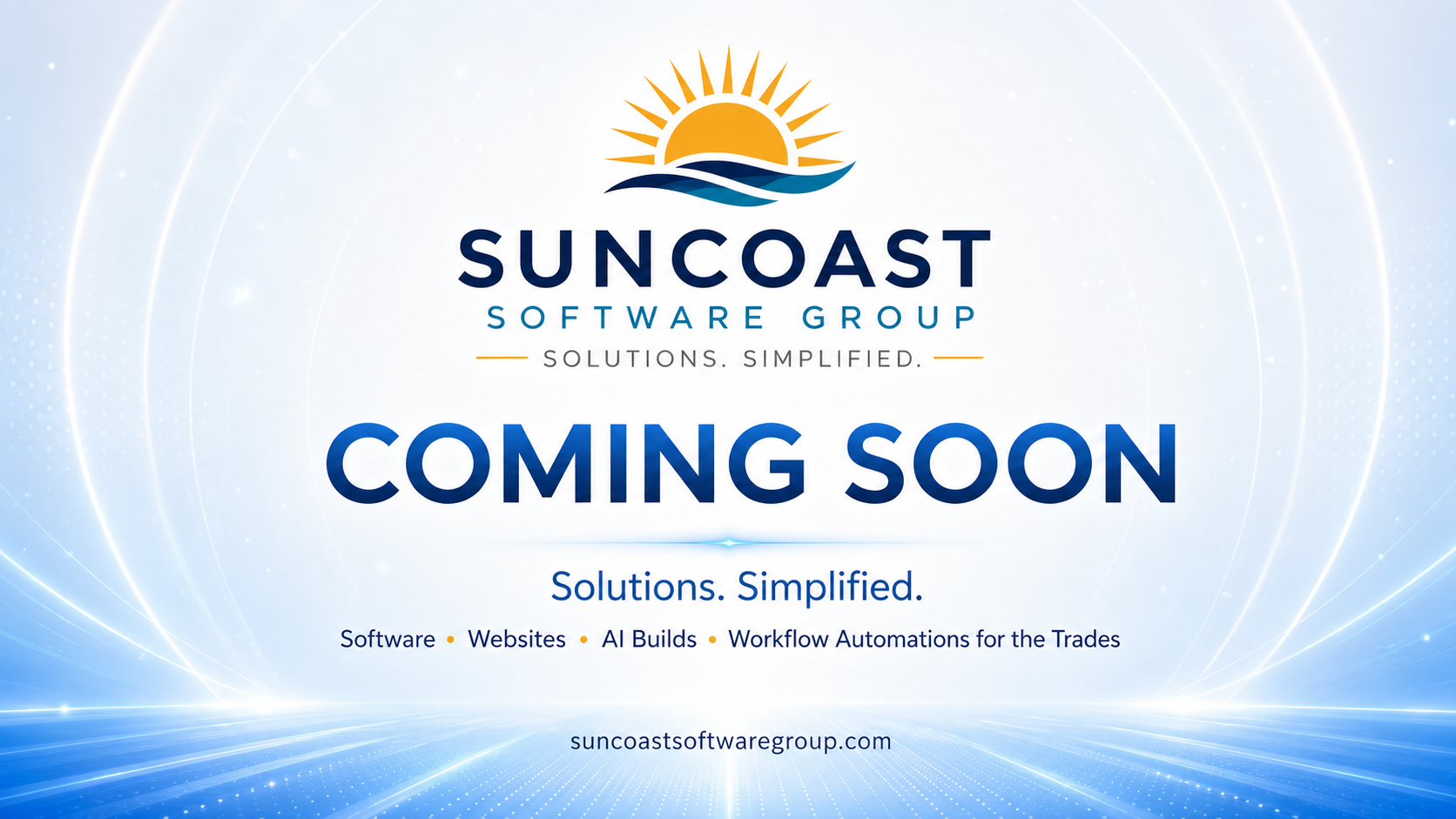 Suncoast Software Group coming soon. Software, websites, AI builds, and workflow automations for the trades.